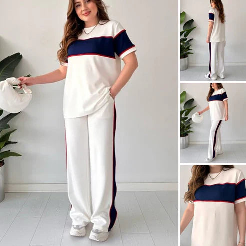 Women's two-piece color-blocked tracksuit