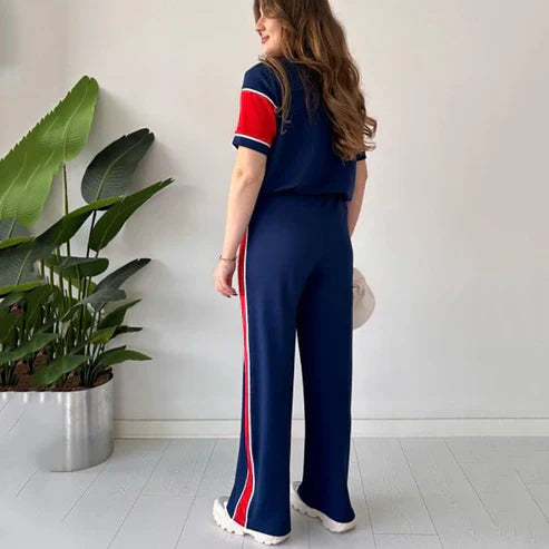 Women's two-piece color-blocked tracksuit