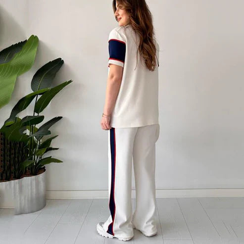 Women's two-piece color-blocked tracksuit