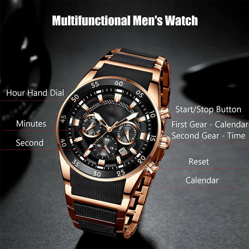 Men's Waterproof Multifunctional Quartz Watch ( Two Year Warranty)